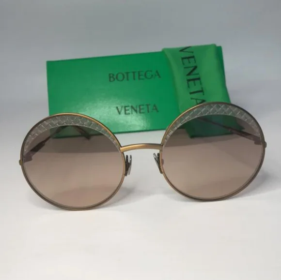 💯 - Authentic New BOTTEGA VENETASatinized metal over round sunglasses